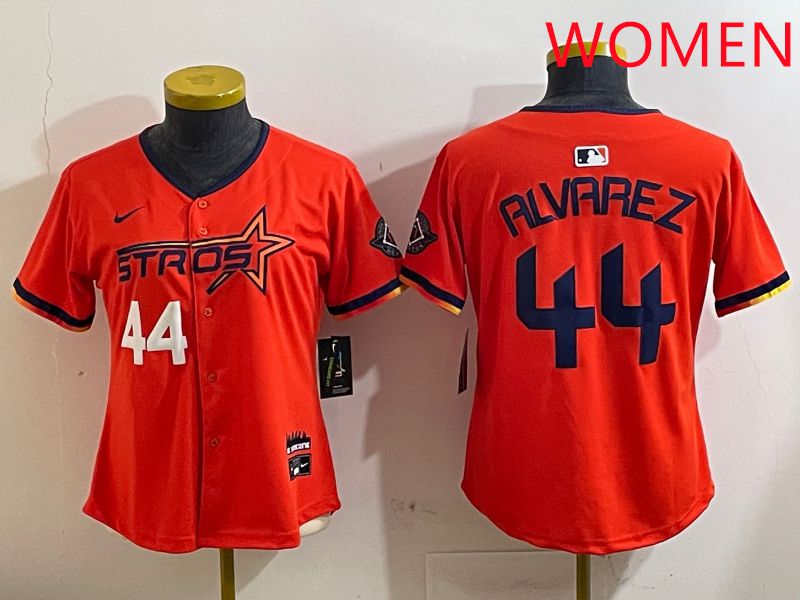 Women Houston Astros #44 Alvarez Orange Three generations Joint Name 2025 Nike MLB Jersey style 4121->women mlb jersey->Women Jersey